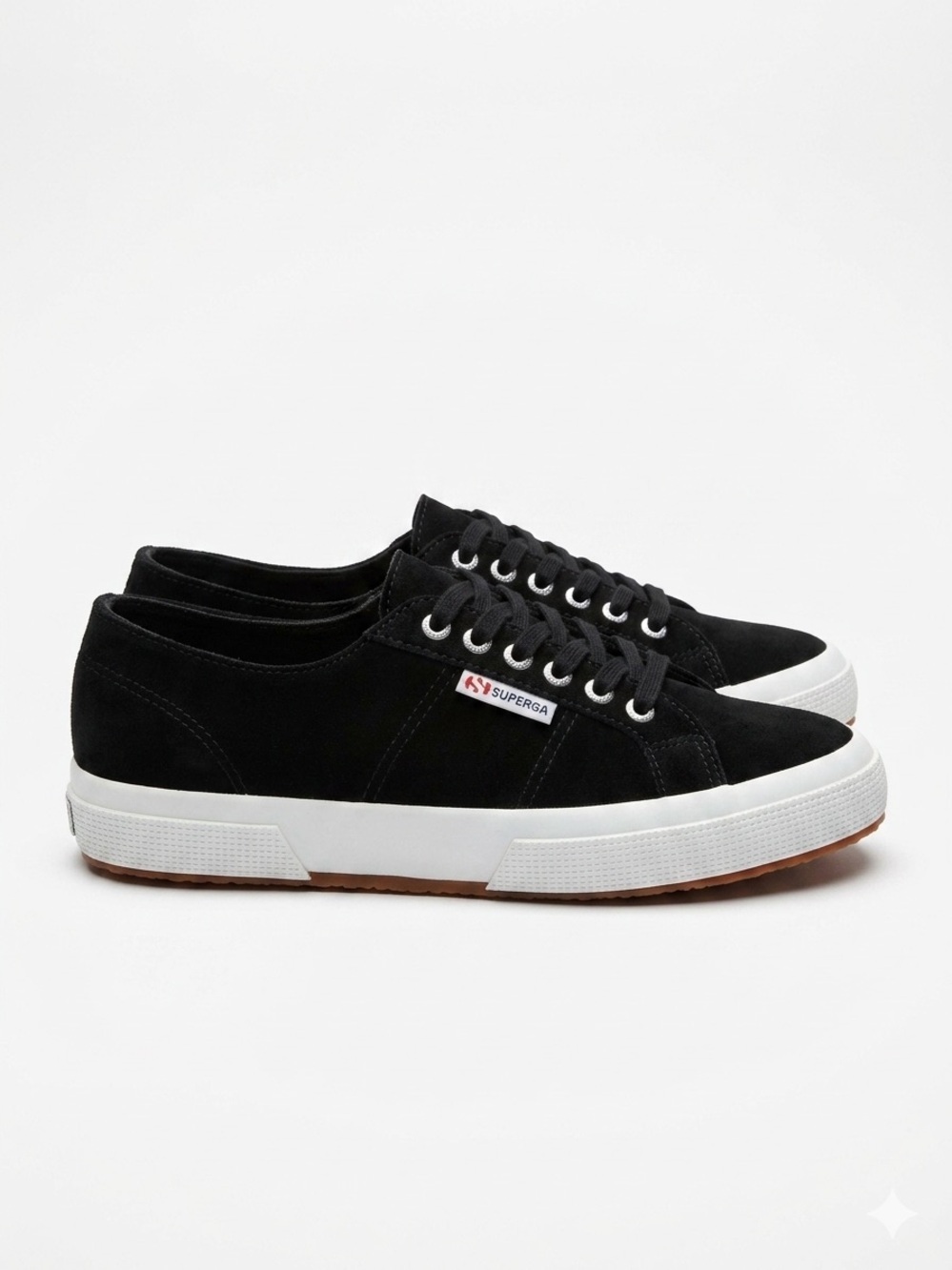 Superga Men's Black Canvas Low-Top Sneakers with White Sole